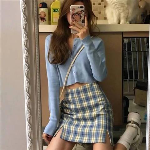 Kyuto Plaid Mini Pencil Skirt