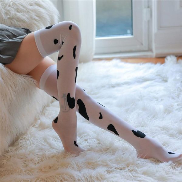Cow Print Stocking Socks - 3 - Kawaii Mix