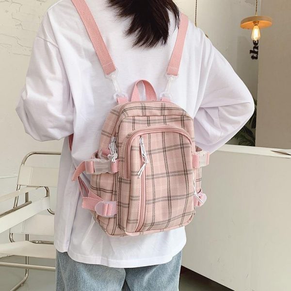 Kawaii Plaid Mini Backpack - 1 - Kawaii Mix