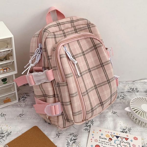 Kawaii Plaid Mini Backpack - 23 - Kawaii Mix