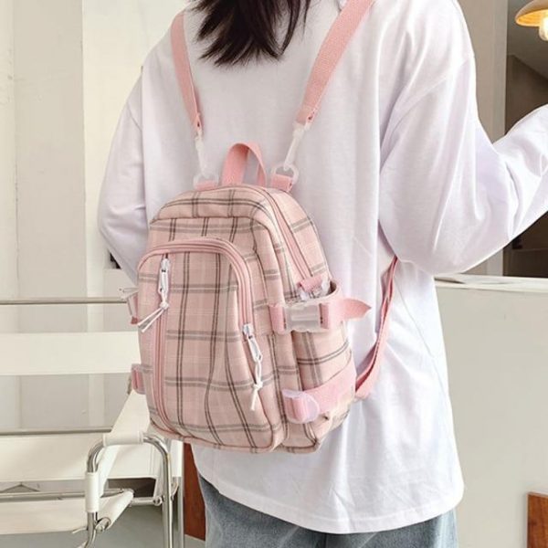 Kawaii Plaid Mini Backpack - 18 - Kawaii Mix