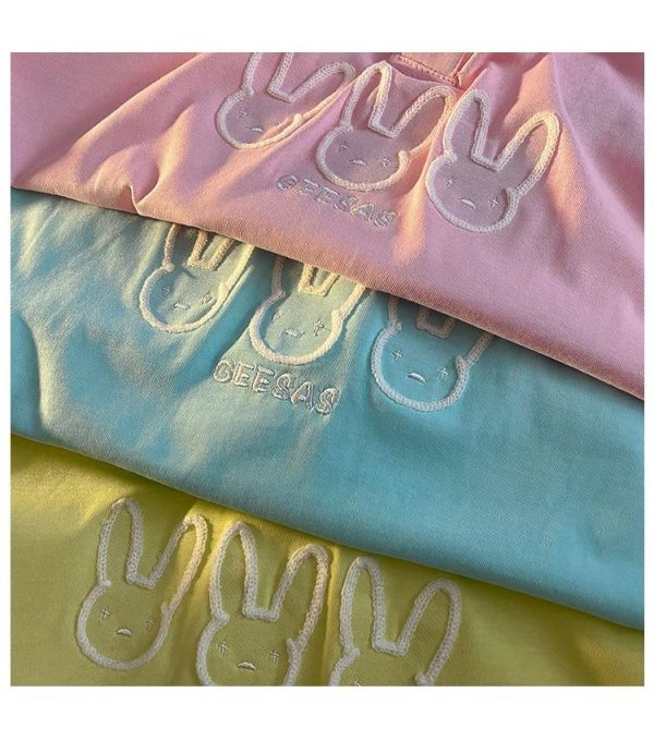 Bunny Embroidery Polo T-shirt - 11 - Kawaii Mix