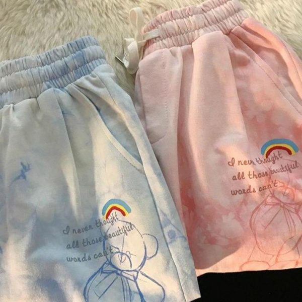 Kawaii Cute Rainbow Tie-dye Shorts - 1 - Kawaii Mix