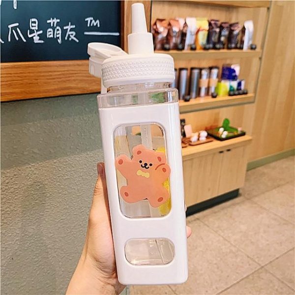 900ml Kawaii Bear Water Bottle With Straw - 23 - Kawaii Mix