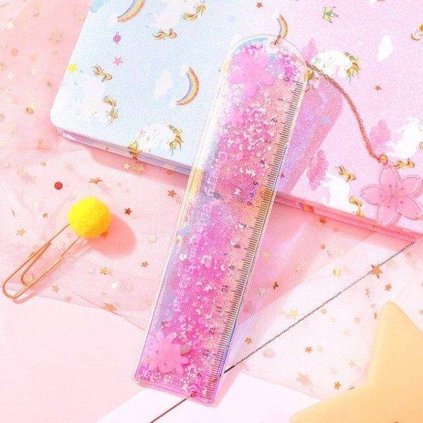 Sakura Glitter Quicksand Ruler Bookmark - 4 - Kawaii Mix