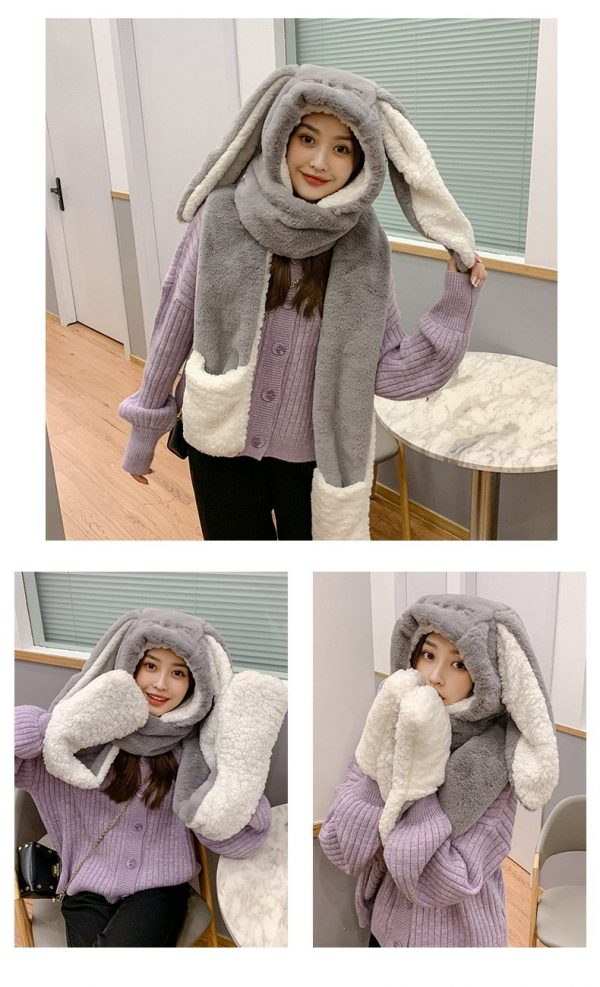 3 in 1 Fluffy Bunny Gloves Scarf Hat - 8 - Kawaii Mix