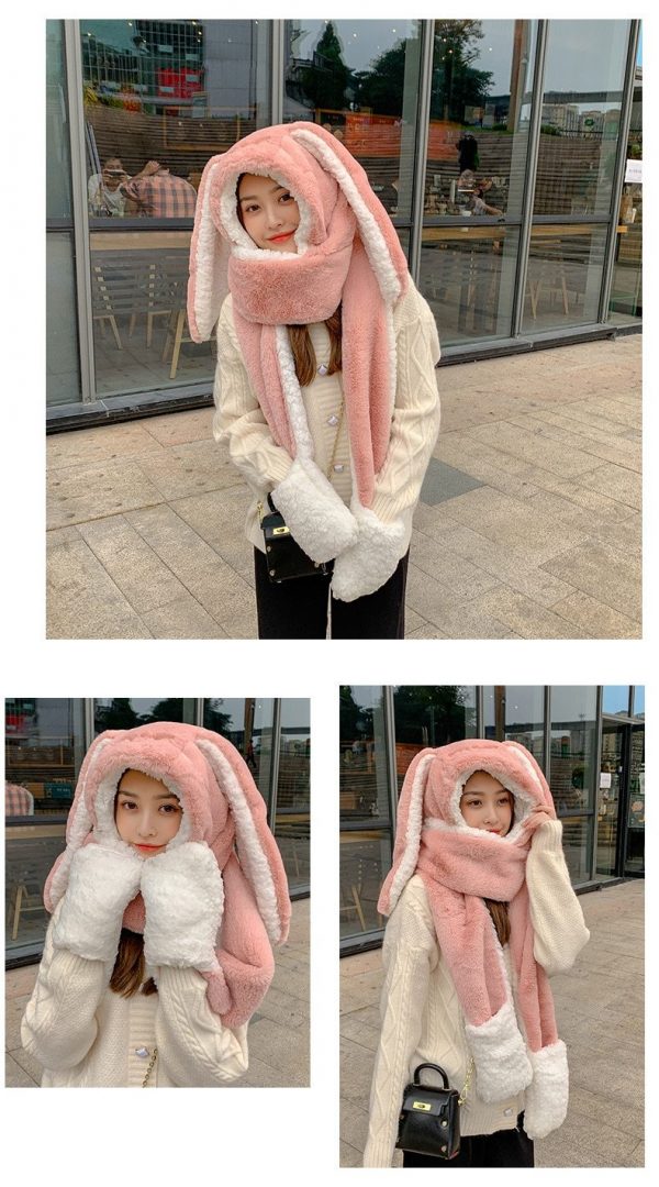 3 in 1 Fluffy Bunny Gloves Scarf Hat - 13 - Kawaii Mix