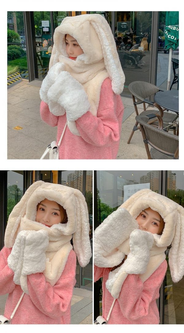 3 in 1 Fluffy Bunny Gloves Scarf Hat - 12 - Kawaii Mix