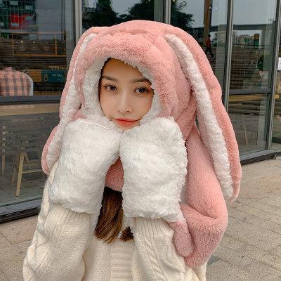 3 in 1 Fluffy Bunny Gloves Scarf Hat - 2 - Kawaii Mix