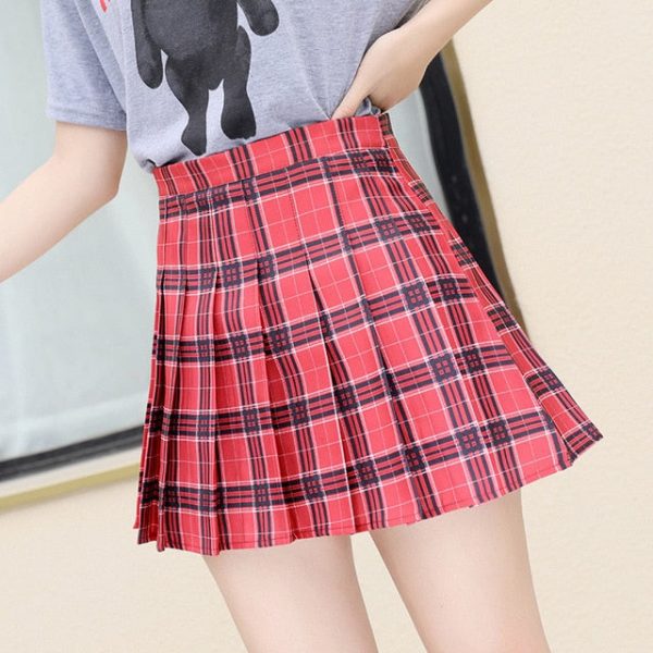 Plaid Mini High Waist Pleated Skirt - 9 - Kawaii Mix
