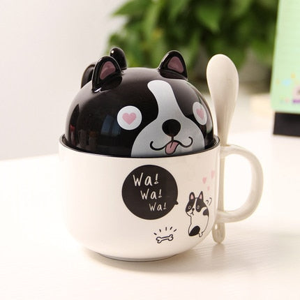 Kawaii Ceramic Pet Mug with Cover and Spoon - 4 - Kawaii Mix