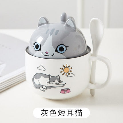 Kawaii Ceramic Pet Mug with Cover and Spoon - 11 - Kawaii Mix