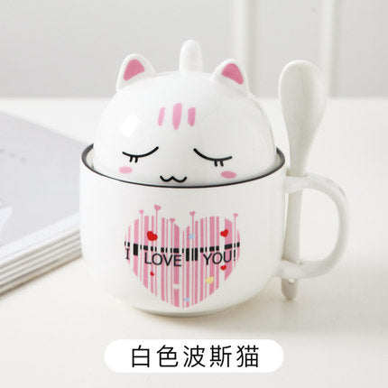 Kawaii Ceramic Pet Mug with Cover and Spoon - 8 - Kawaii Mix