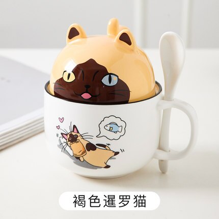 Kawaii Ceramic Pet Mug with Cover and Spoon - 10 - Kawaii Mix