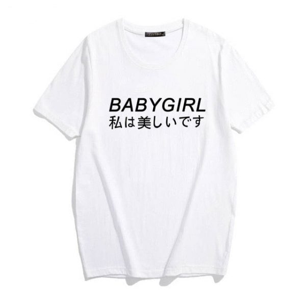 Baby Girl Japanese Print Tee | Black/White S - XXL - 2 - Kawaii Mix
