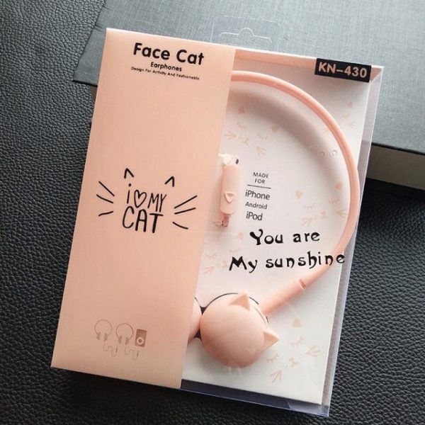Face Cat Wired Headphones - 6 - Kawaii Mix
