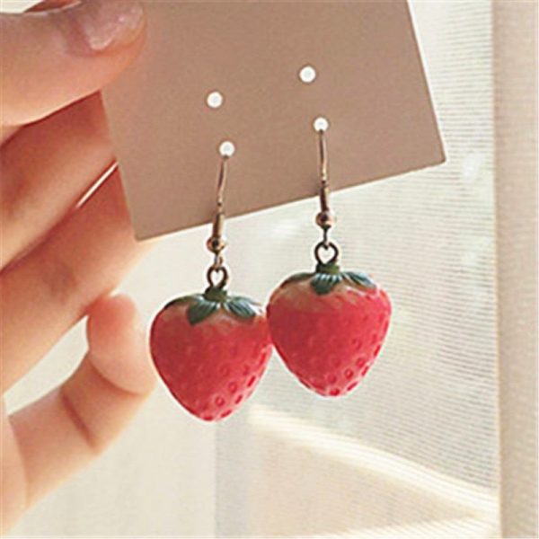 Strawberry Drop Earrings - 1 - Kawaii Mix