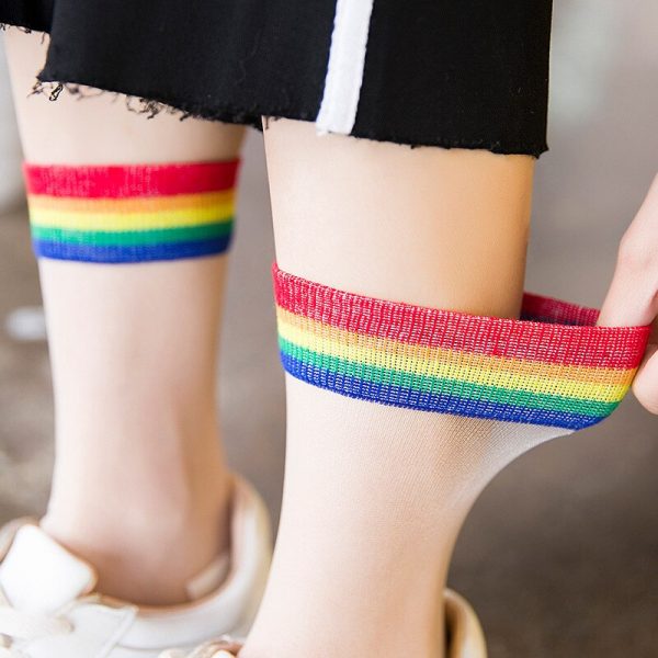 Rainbow Kawaii Transparent Socks - 1 - Kawaii Mix