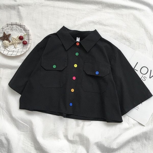 Sweet Candy Button Crop Shirt - One size - 2 - Kawaii Mix