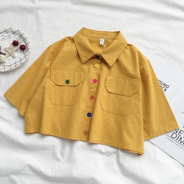 Sweet Candy Button Crop Shirt - One size - 5 - Kawaii Mix