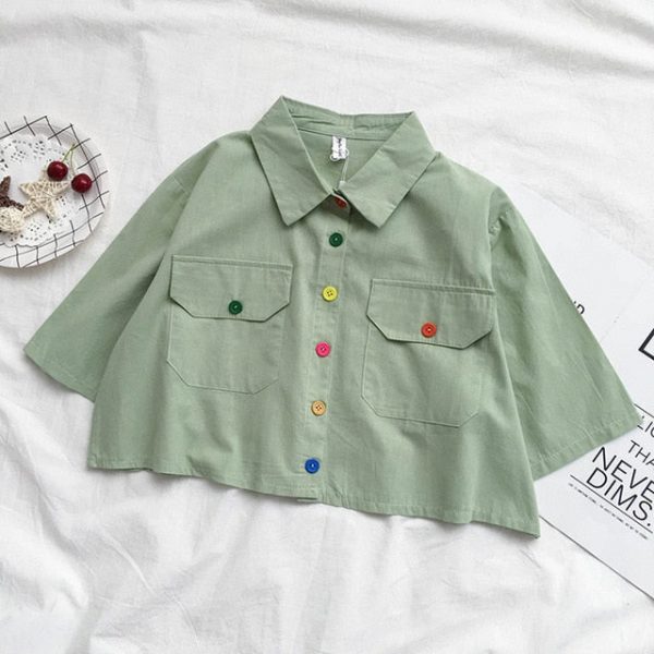 Sweet Candy Button Crop Shirt - One size - 4 - Kawaii Mix