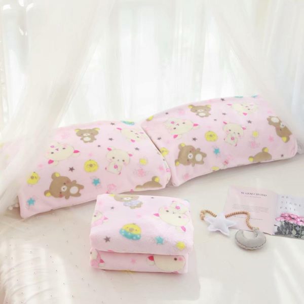 Kawaii Bear Flannel Blanket / Pillow Case - 3 - Kawaii Mix