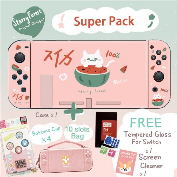 Starry Forest watermelon cat Kawaii Soft Switch Case - 4 - Kawaii Mix