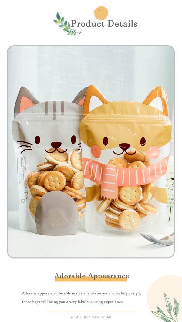 10pcs Adorable Kitten Zipper Fresh Storage Bag - 2 - Kawaii Mix