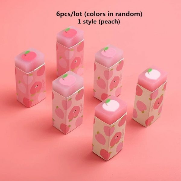 6pcs Kawaii Fruity Sakura Erasers - 4 - Kawaii Mix