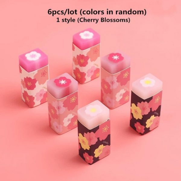 6pcs Kawaii Fruity Sakura Erasers - 5 - Kawaii Mix