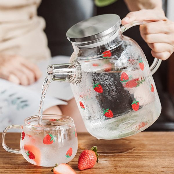 Kawaii Strawberry Glass Water Jug + Cup - 1 - Kawaii Mix