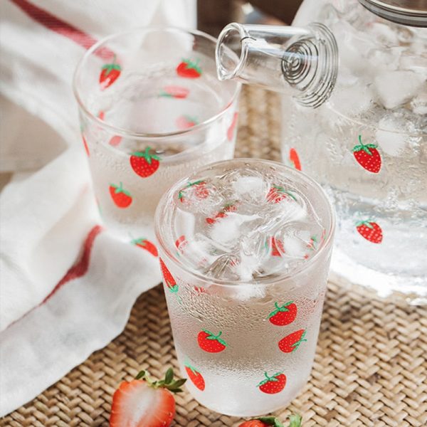 Kawaii Strawberry Glass Water Jug + Cup - 4 - Kawaii Mix