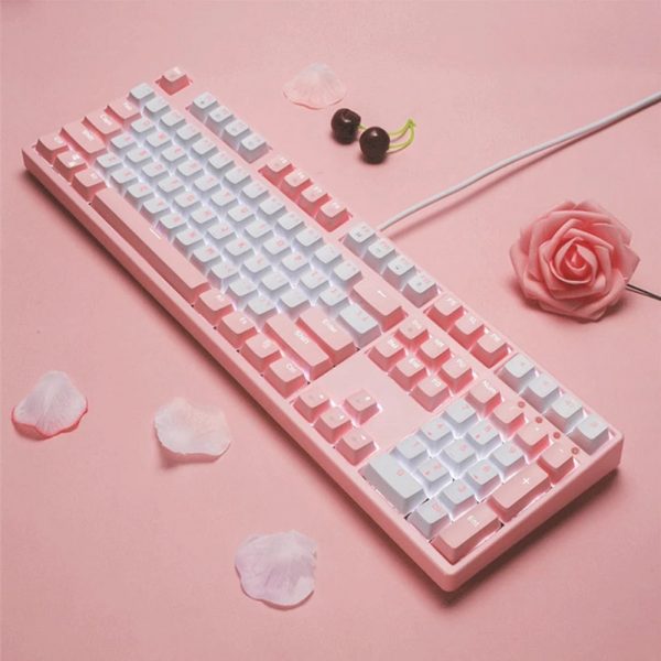 Classic Pink Mechanical Keyboard USB Wired - 1 - Kawaii Mix