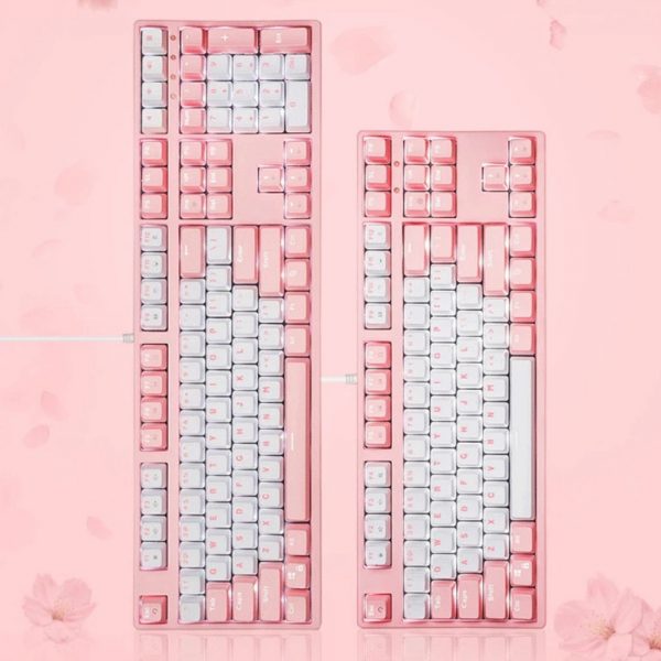 Classic Pink Mechanical Keyboard USB Wired - 7 - Kawaii Mix