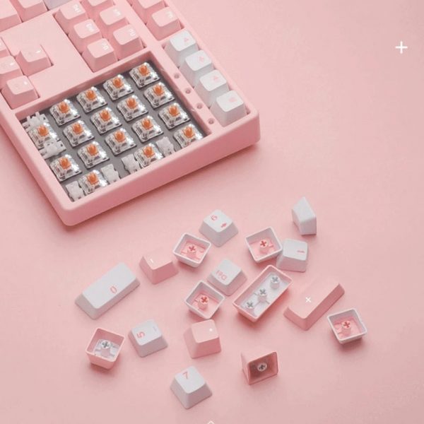 Classic Pink Mechanical Keyboard USB Wired - 22 - Kawaii Mix