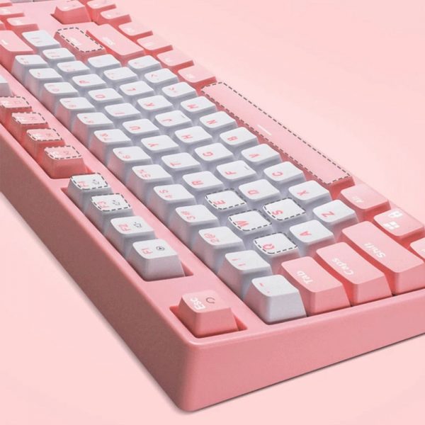 Classic Pink Mechanical Keyboard USB Wired - 10 - Kawaii Mix