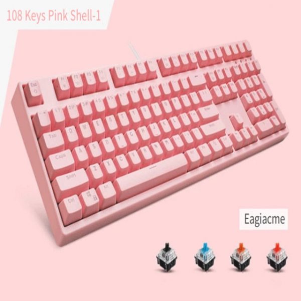 Classic Pink Mechanical Keyboard USB Wired - 21 - Kawaii Mix