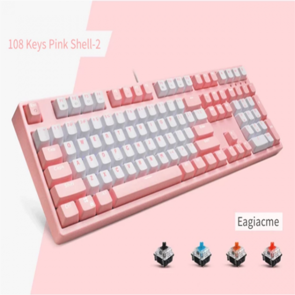 Classic Pink Mechanical Keyboard USB Wired - 14 - Kawaii Mix