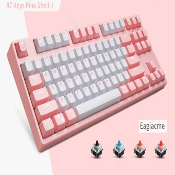 Classic Pink Mechanical Keyboard USB Wired - 4 - Kawaii Mix