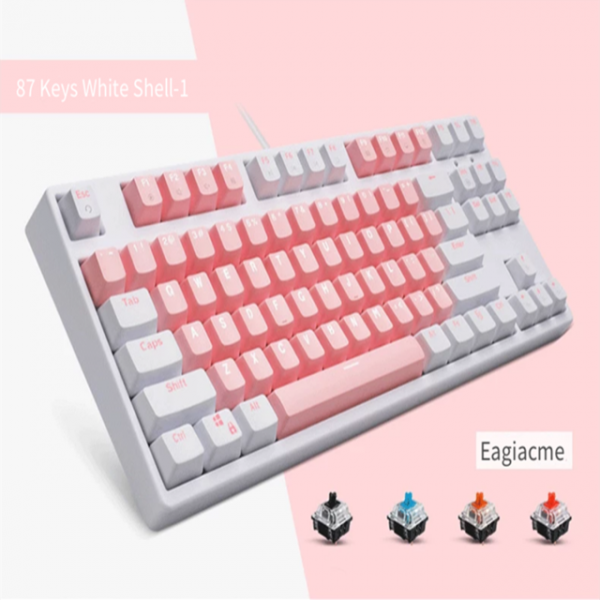 Classic Pink Mechanical Keyboard USB Wired - 16 - Kawaii Mix