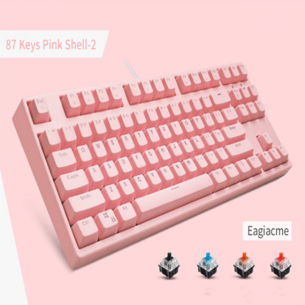 Classic Pink Mechanical Keyboard USB Wired - 2 - Kawaii Mix