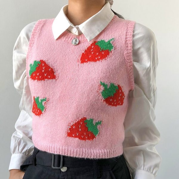 Strawberry Knit Vest - 4 - Kawaii Mix