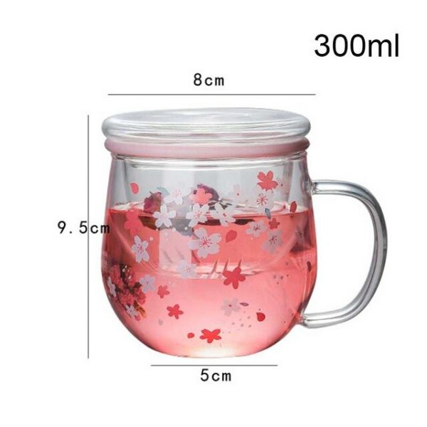 300ml Tea Infuse Sakura Glass Cup - 3 - Kawaii Mix