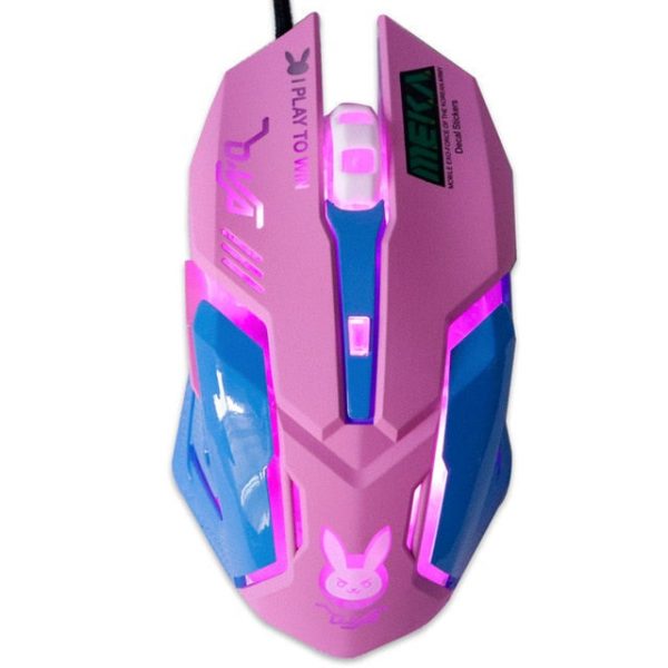 Pink Wired Backlit Ergonomic Mouse - 5 - Kawaii Mix