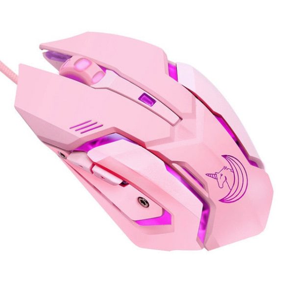 Pink Wired Backlit Ergonomic Mouse - 1 - Kawaii Mix