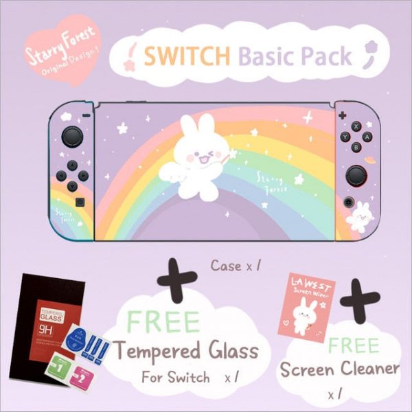 Starry Forest Rainbow Bunny Kawaii Soft Shell Switch Case - 2 - Kawaii Mix