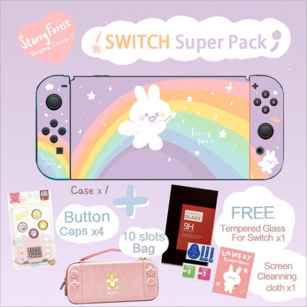 Starry Forest Rainbow Bunny Kawaii Soft Shell Switch Case - 4 - Kawaii Mix