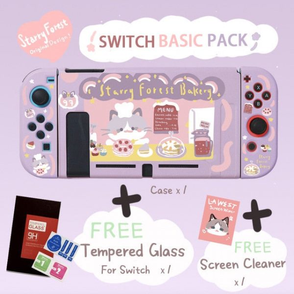 Starry Forest Cat Bakery Soft Protective Switch Case Pack - 2 - Kawaii Mix