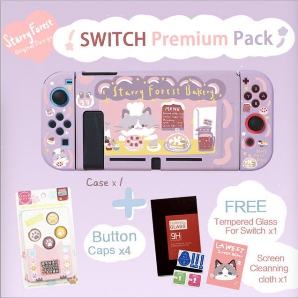 Starry Forest Cat Bakery Soft Protective Switch Case Pack - 3 - Kawaii Mix