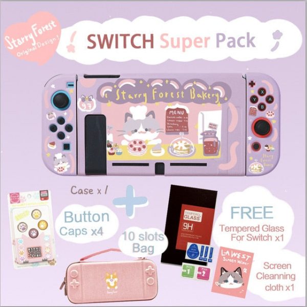 Starry Forest Cat Bakery Soft Protective Switch Case Pack - 4 - Kawaii Mix